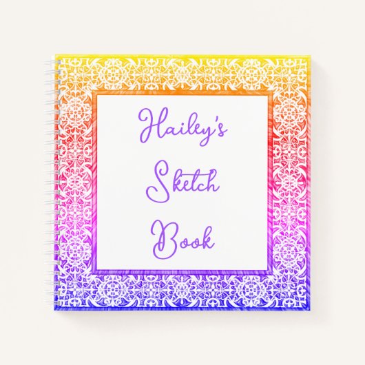 Gerahmter Name Sketchbook Notizblock (Vorderseite)