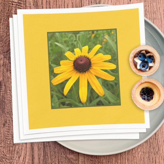 Gerahmter Single Gelbe Rudbeckia Blume Fotografie Serviette