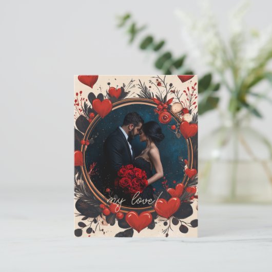 Gerahmter Valentinstag Postkarte (Stehend Vorderseite)