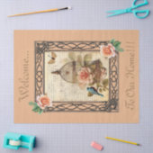 Gerahmter Vogelkäfig und Skriptdekoupage Seidenpapier (Basteln)