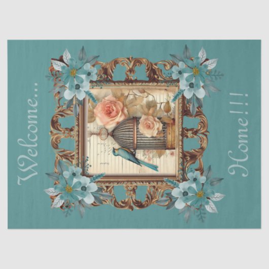 Gerahmter Vogelkäfig und Skriptdekoupage Seidenpapier (Vorderseite)