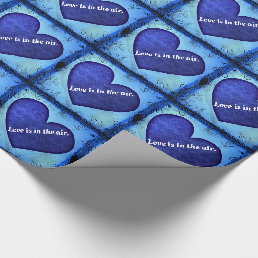 Gerahmtes blaues Grunge Herz Geschenkpapier (Ecke)