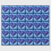 Gerahmtes blaues Grunge Herz Geschenkpapier (Flach)