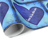 Gerahmtes blaues Grunge Herz Geschenkpapier (Rolleneckpunkt)