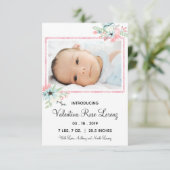 Gerahmtes Blumenkohl-Foto - 3x5 Geburtshinweis Einladung (Stehend Vorderseite)