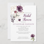 Gerahmtes Brautparty aus lila und goldenen Blumen Einladung (Vorderseite)