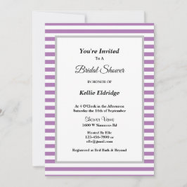 Gerahmtes Brautparty lila/weiß Streifen Einladung