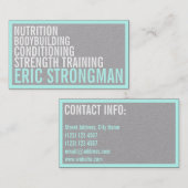 Gerahmtes cyan-blaues Grau der starken mutigen Art Visitenkarte (Vorne/Hinten)