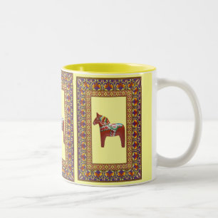 Gerahmtes Dalarna Pferd Zweifarbige Tasse