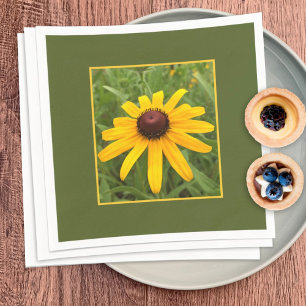 Gerahmtes einzelnes gelbes Rudbeckia-Blütenfoto Serviette