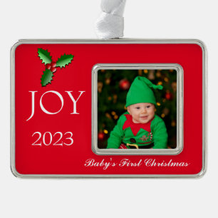 Gerahmtes Foto Ornament-Baby's First Christmas Chr Rahmen-Ornament Silber