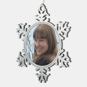 Gerahmtes Foto Schneeflocken Zinn-Ornament (Rechts)