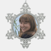 Gerahmtes Foto Schneeflocken Zinn-Ornament (Vorderseite)