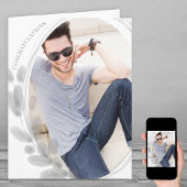 Gerahmtes Foto Wasserfarbenleaf Graue Glückwünsch Karte