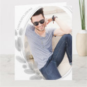 Gerahmtes Foto Wasserfarbenleaf Graue Glückwünsch Karte (Vorderseite)