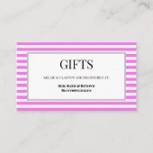 Gerahmtes Geschenkregister, rosa/weiße Streifen Begleitkarte (Vorderseite)