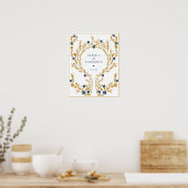 Gerahmtes Gold Fingerprint Tree Wedding Guest Book Poster (Küche)