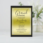 Gerahmtes Grand Opening mit Gold & Black Diamond Einladung (Stehend Vorderseite)