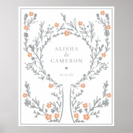 Gerahmtes Graue Fingerprint Tree Wedding Gästebuch