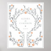 Gerahmtes Graue Fingerprint Tree Wedding Gästebuch (Vorne)