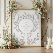 Gerahmtes Graue Fingerprint Tree Wedding Gästebuch