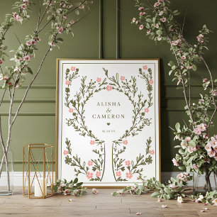 Gerahmtes Green Fingerprint Tree Wedding Guest Boo Poster