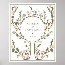 Gerahmtes Green Fingerprint Tree Wedding Guest Boo