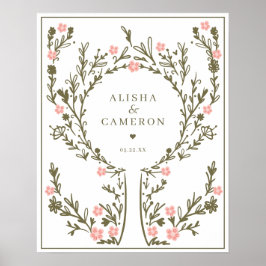 Gerahmtes Green Fingerprint Tree Wedding Guest Boo Poster