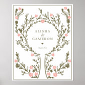 Gerahmtes Green Fingerprint Tree Wedding Guest Boo Poster (Vorne)