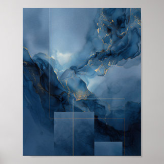 Gerahmtes Haze Blau Türkis Geometrisches Abstrakt Poster