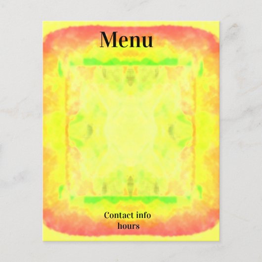 Gerahmtes, hellgelbes Menü (Vorne)