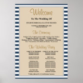 Gerahmtes Hochzeitsprogramm für klassische Blaustr Poster (Vorne)