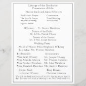 Gerahmtes katholisches Hochzeitsprogramm (Rückseite)