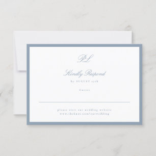 Gerahmtes klassisches formales Dusty Blue Website  RSVP Karte