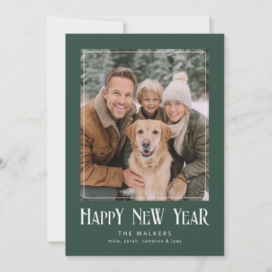 Gerahmtes klassisches Neujahrsfoto Feiertagskarte (Vorderseite)