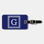 Gerahmtes Monogramm für den blauen griechischen Sc Gepäckanhänger (Vorderseite horizontal)