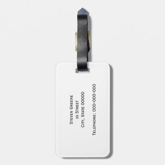 Gerahmtes Monogramm für den blauen griechischen Sc Gepäckanhänger (Rückseite vertikal)