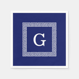 Gerahmtes Monogramm für den blauen griechischen Sc Serviette