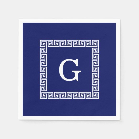 Gerahmtes Monogramm für den blauen griechischen Sc Serviette (Vorderseite)