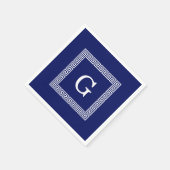 Gerahmtes Monogramm für den blauen griechischen Sc Serviette (Ecke)