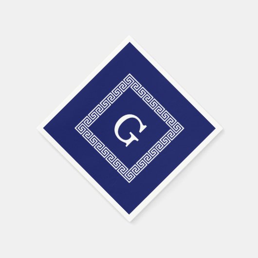 Gerahmtes Monogramm für den blauen griechischen Sc Serviette (Ecke)