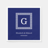 Gerahmtes Monogramm für den blauen griechischen Sc Serviette (Vorderseite)