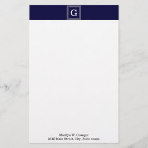 Gerahmtes Monogramm für Navy Blue Dark Grek; griec Briefpapier