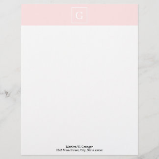 Gerahmtes Monogramm, hell rosa, erste Briefbogen
