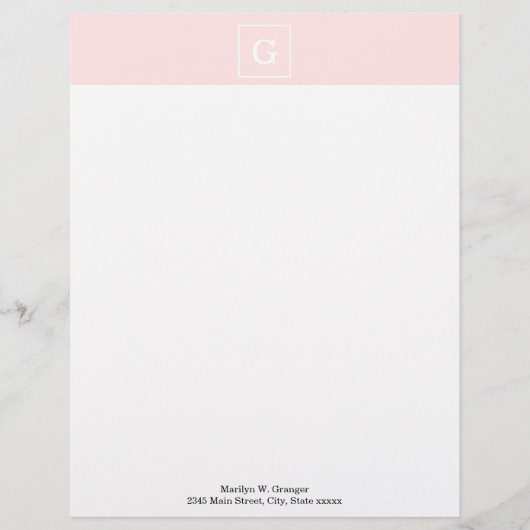 Gerahmtes Monogramm, hell rosa, erste Briefbogen (Vorderseite)