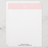 Gerahmtes Monogramm, hell rosa, erste Briefbogen (Vorne/Hinten)