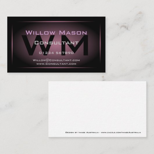 Gerahmtes Monogramm in Schwarz und Dustrosa - Visi Visitenkarte (Vorne/Hinten)