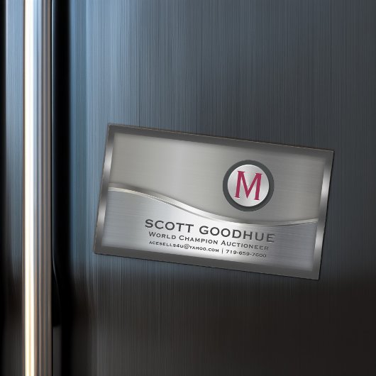 Gerahmtes Monogramm-LOGO für moderne Schwarz- und Magnetische Visitenkarte