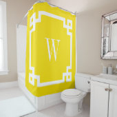 Gerahmtes Monogramm mit dem weißen griechischen Sc Duschvorhang (Beispiel)