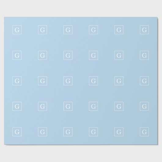 Gerahmtes Monogramm Pulver Blauweiß Geschenkpapier (Flach)